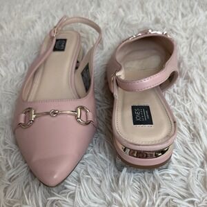 Jones‎ New York Signature Pink Slingback Flats Pointed Toe Gold Hardware 9.5